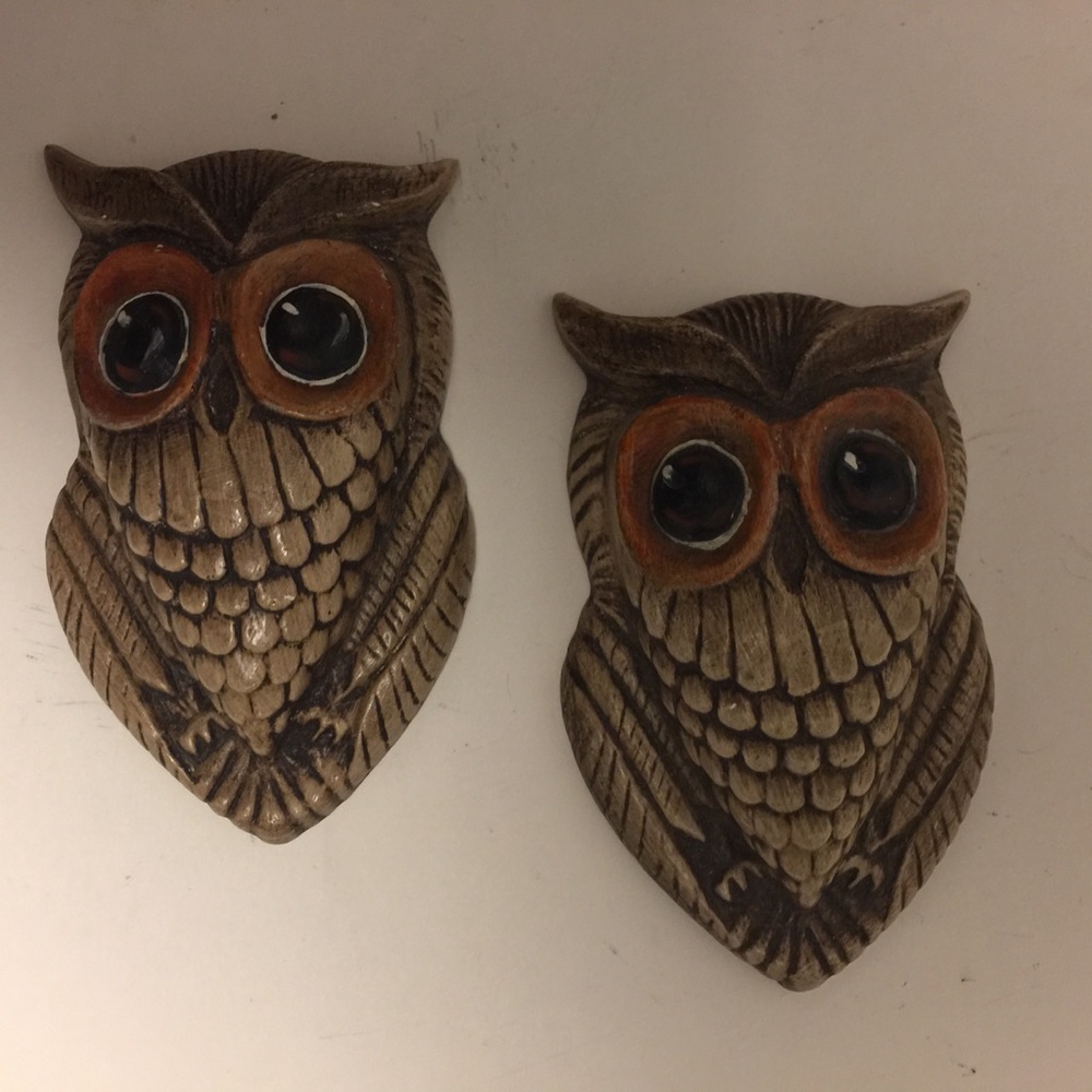Pair of vintage ceramic Owls